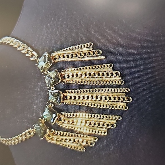 NWT I.N.C. International Concepts Stone & Chain Tassel Statement Necklace 17"+3" - Picture 2 of 8